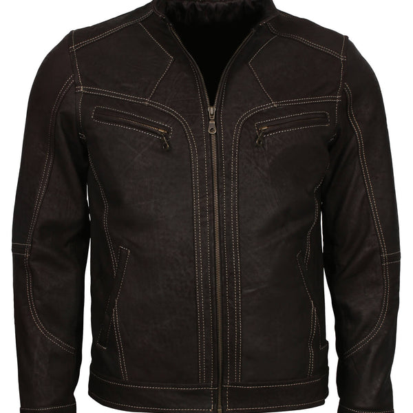 Black Nubuck Biker Leather Jacket
