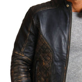 Men's Distressed Skull Leather Jacket