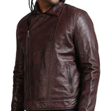 Dark Brown Collared Biker Jacket