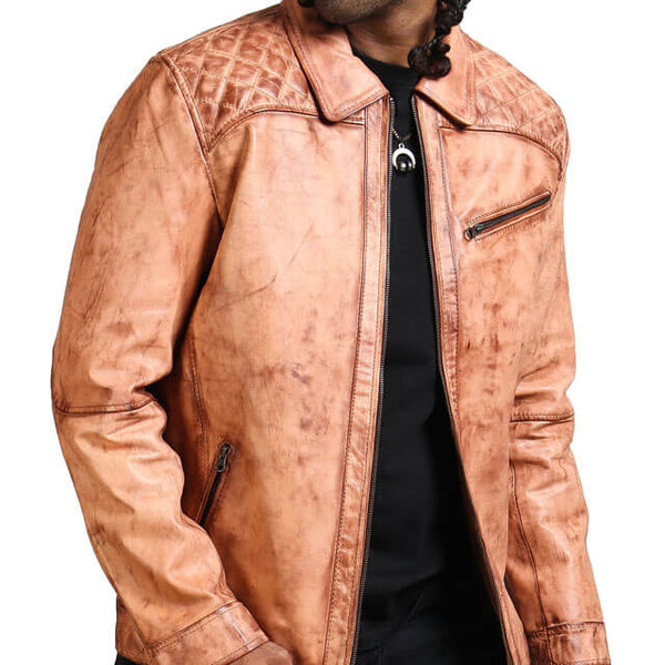 Camel Tan Biker Leather Jacket
