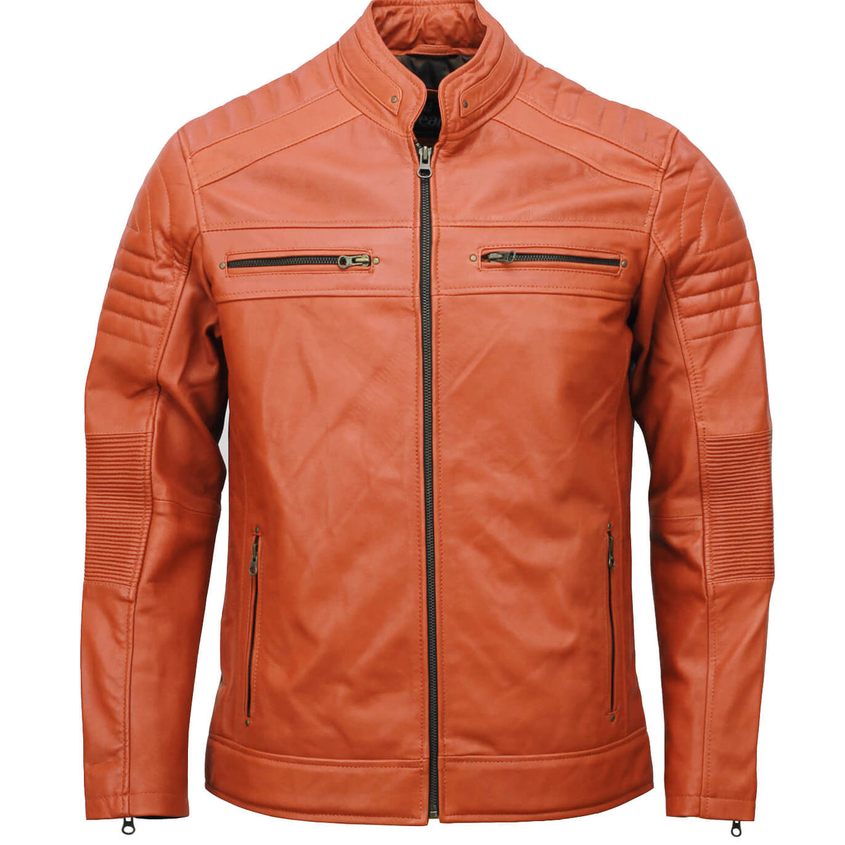 Men’s Café Racer Brown Biker Leather Jacket