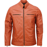 Men’s Café Racer Brown Biker Leather Jacket