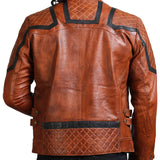 Vintage Black Stripes Brown Biker Jacket