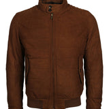 Men’s Brown Suede Bomber Jacket