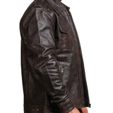 Dark Brown Trucker Leather Jacket