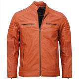 Men’s Café Racer Brown Biker Leather Jacket