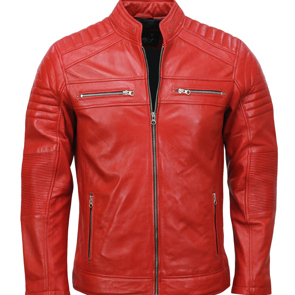 Men’s Café Racer Red Biker Leather Jacket