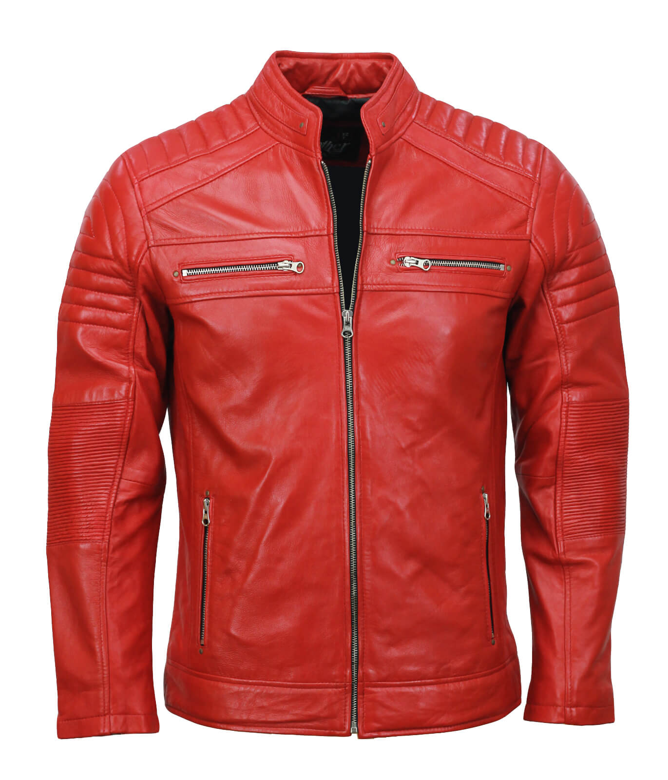 Men’s Café Racer Red Biker Leather Jacket