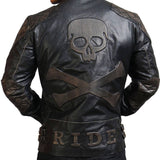Skull and Bones Black Motorcycle Jacket