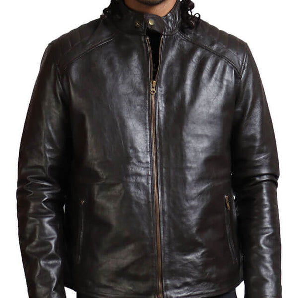 Dark Brown Sword Biker Jacket