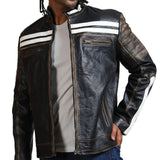 Distressed Black And White Striped Jacket