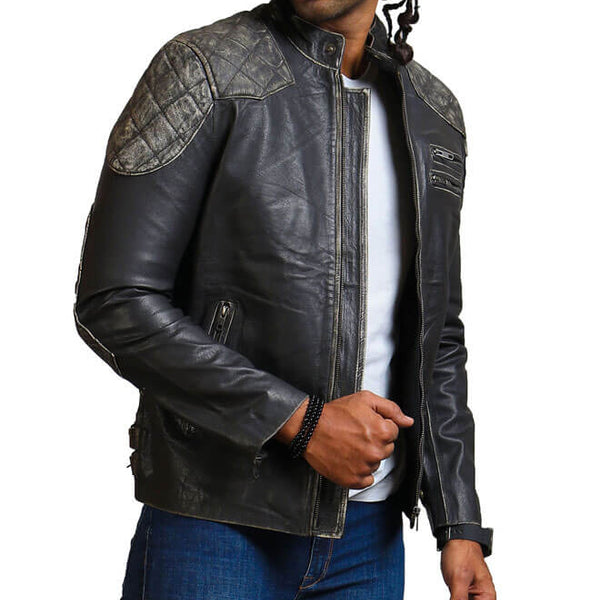 Men's Distressed Retro Leather Jacket