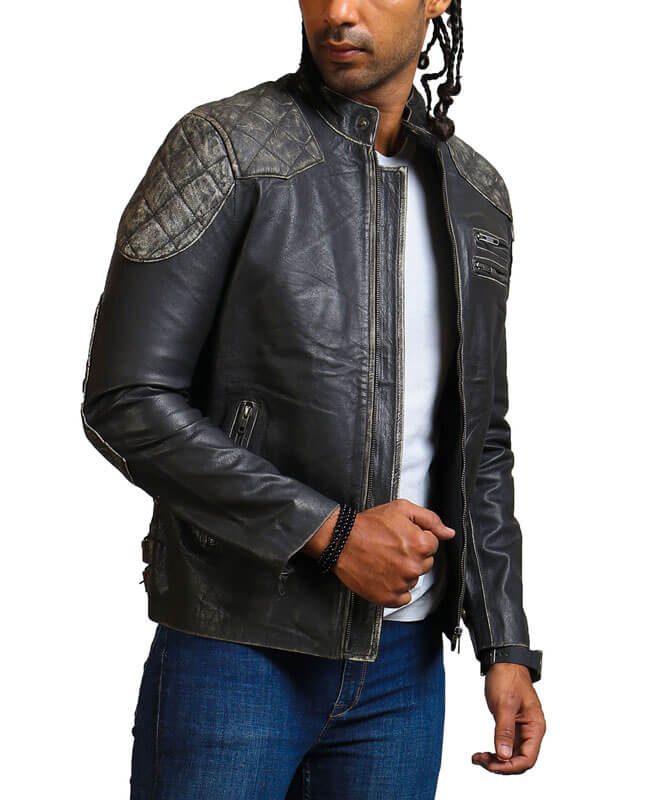 Men's Distressed Retro Leather Jacket