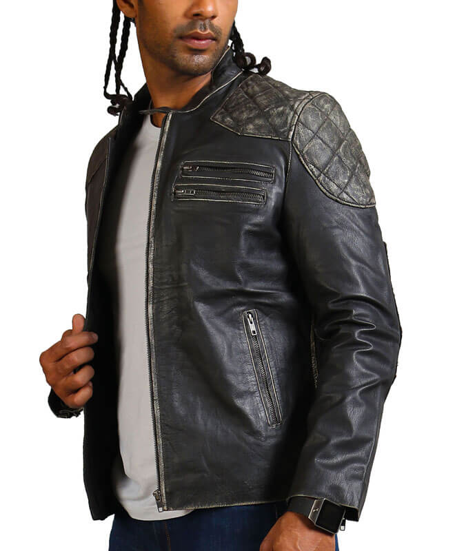 Men's Distressed Retro Leather Jacket
