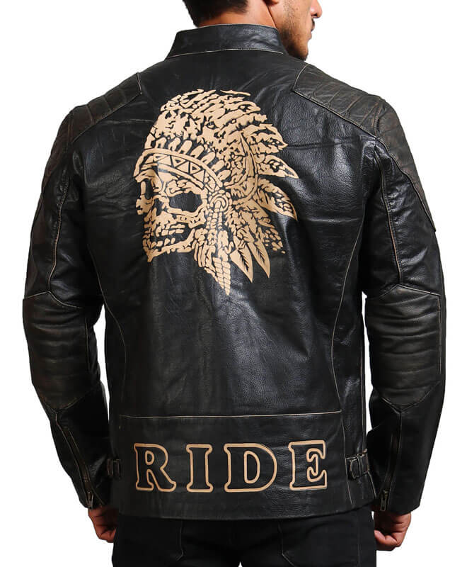 Indian Skull Biker Leather Jacket