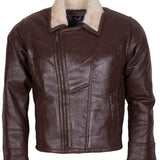 Dark Brown Motorcycle Shearling Leather Jacket