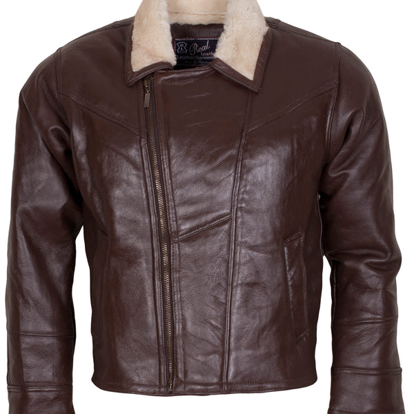 Dark Brown Motorcycle Shearling Leather Jacket