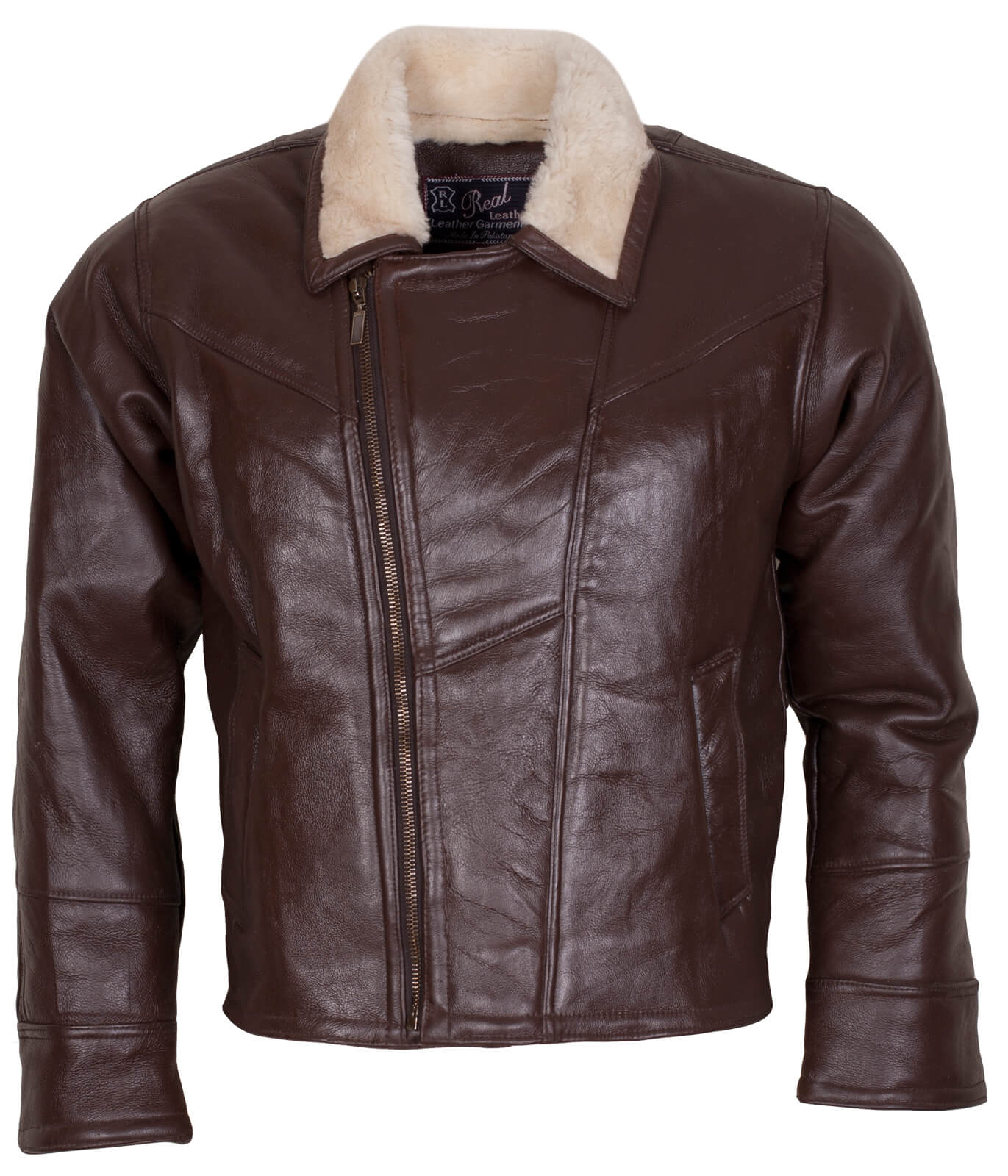 Dark Brown Motorcycle Shearling Leather Jacket