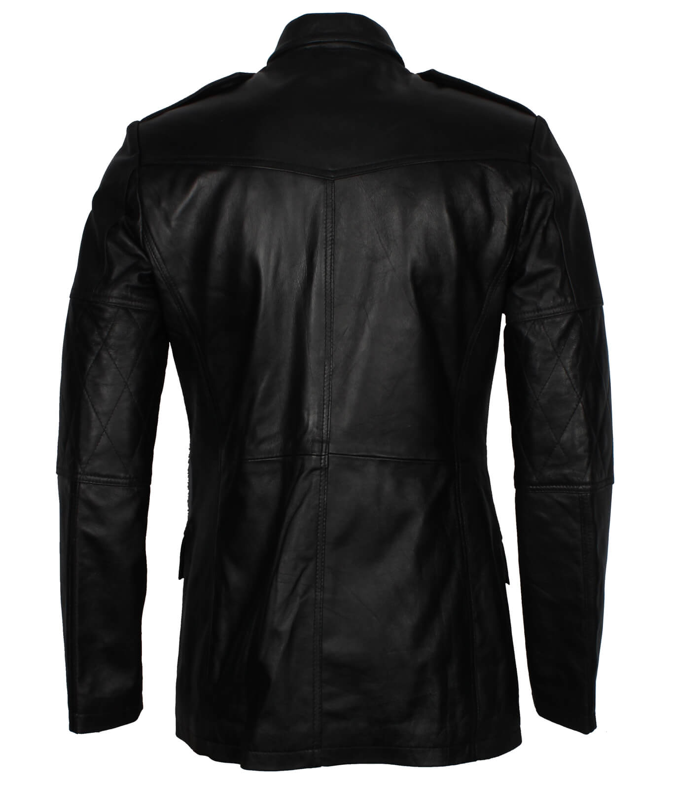 Military Officer Black Leather Coat