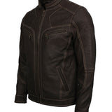 Black Nubuck Biker Leather Jacket
