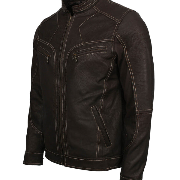 Black Nubuck Biker Leather Jacket