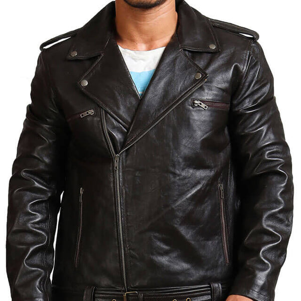 Classic Motorcycle Black Leather Jacket
