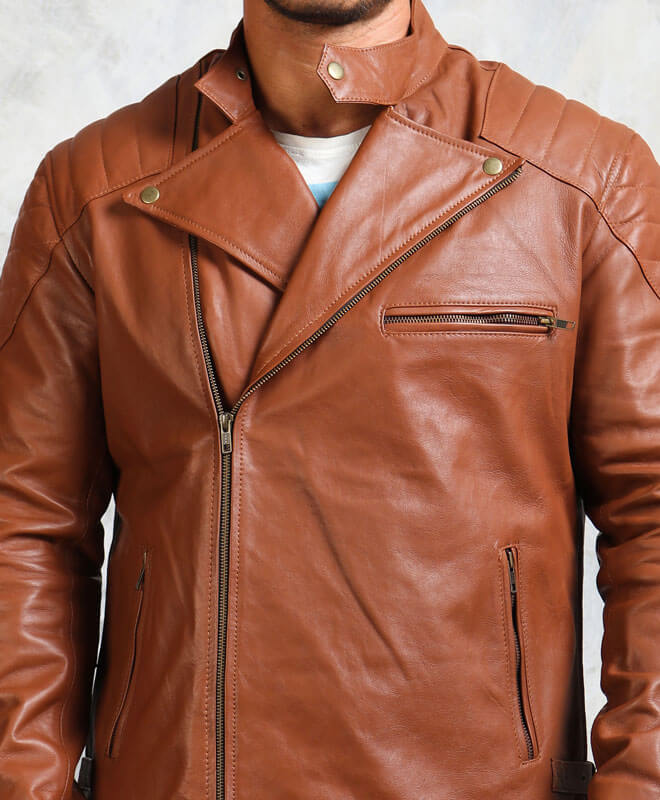 Men's Brown Faux Leather Jacket