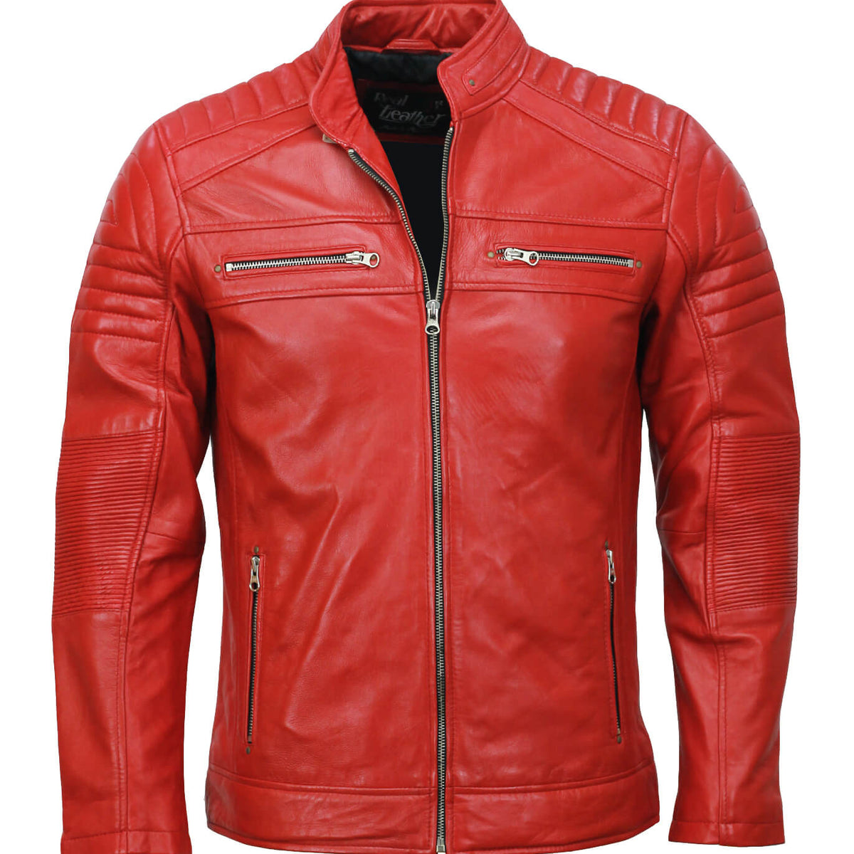 Men’s Café Racer Red Biker Leather Jacket