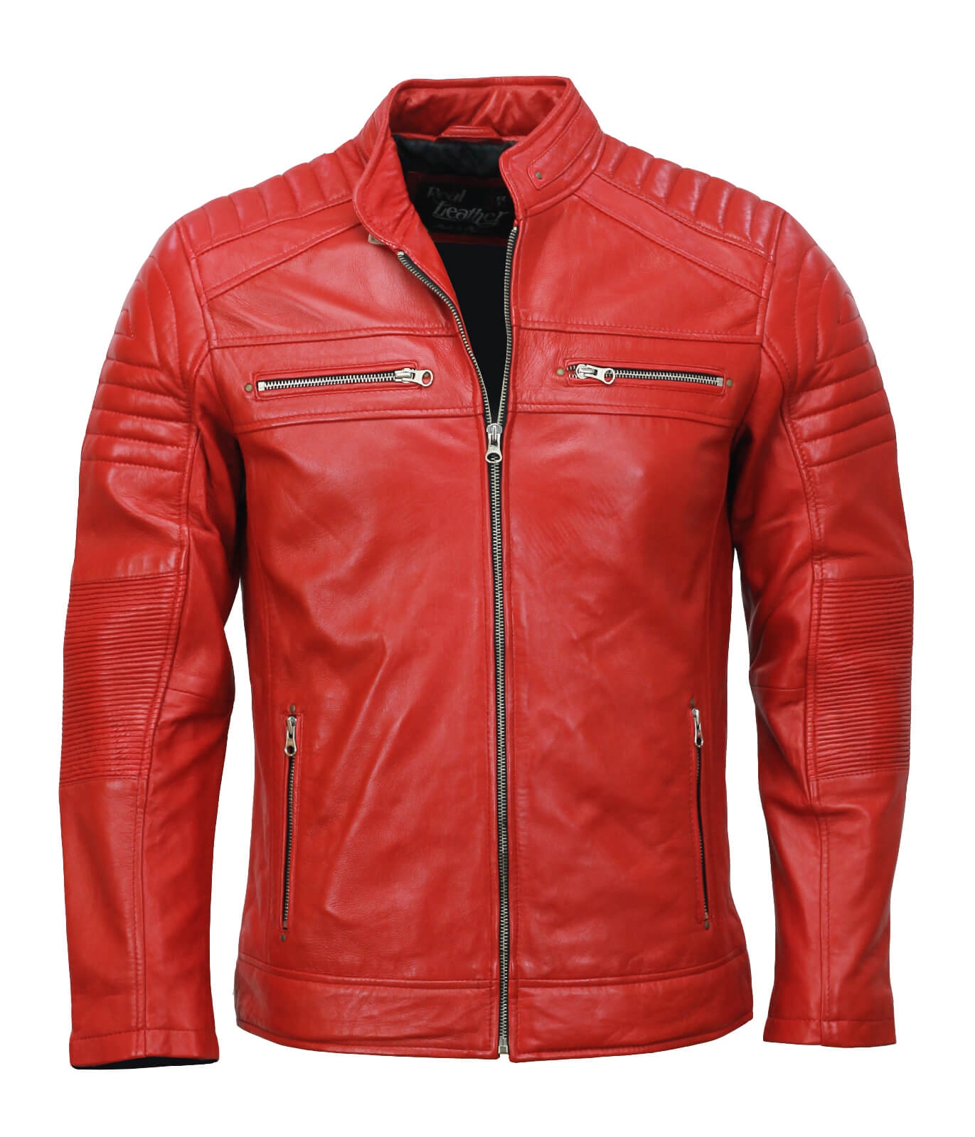 Men’s Café Racer Red Biker Leather Jacket