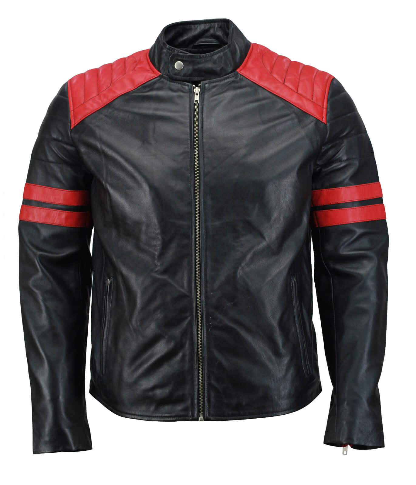 Men’s Black and Red Biker Leather Jacket