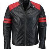 Men’s Black and Red Biker Leather Jacket