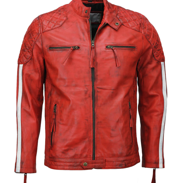 Men’s Red Motorcycle Leather Jacket