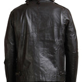 Men's Biker Textured Black Leather Jacket