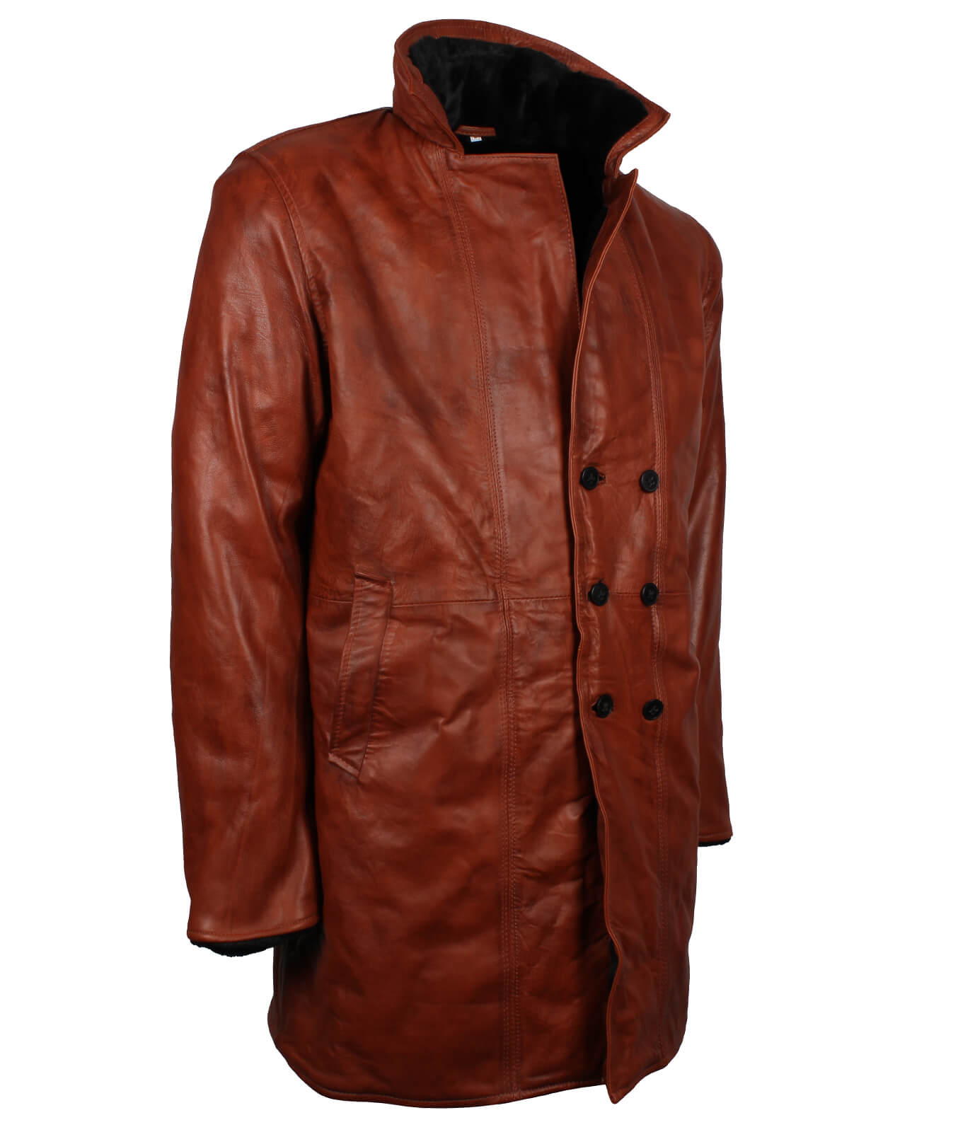 Men’s Brown Vintage Leather Shearling Coat