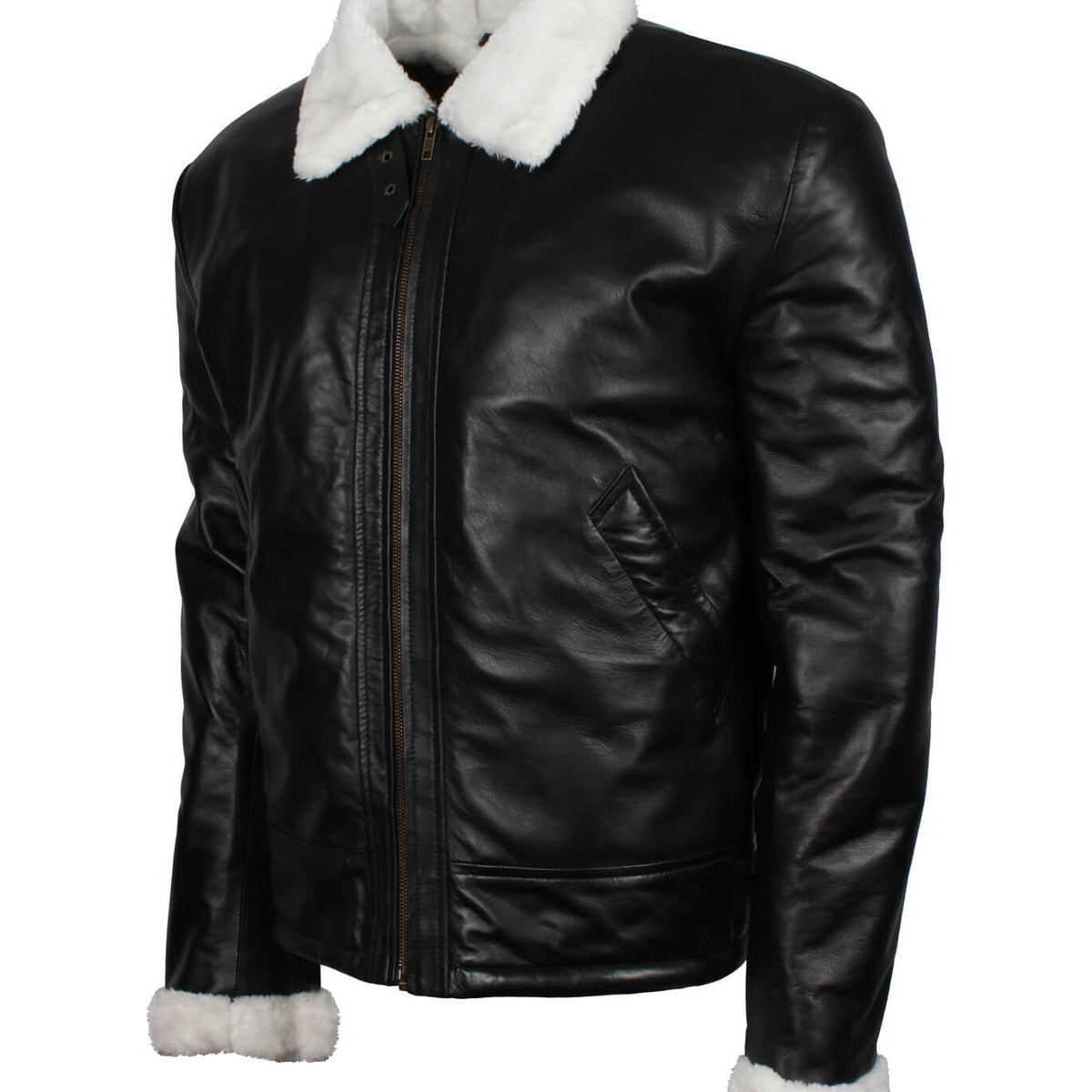 Men’s Winter Shearling Black Leather Jacket