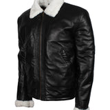 Men’s Winter Shearling Black Leather Jacket