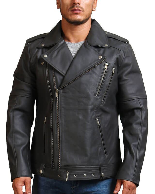 Grey Motorcycle Genuine Leather Jacket