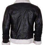 Men’s Shearling Black B3 Bomber Jacket with Hood