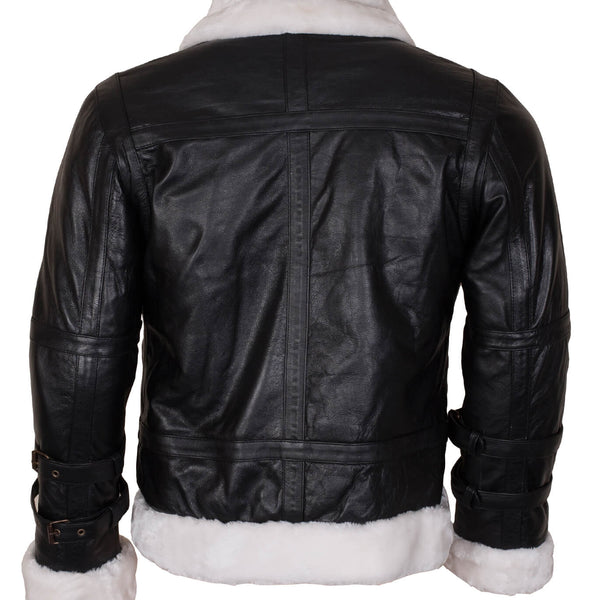 Men’s Shearling Black B3 Bomber Jacket with Hood