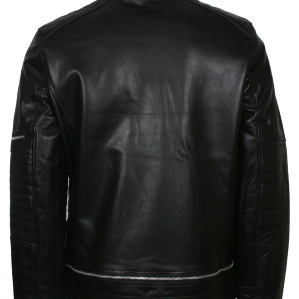 Men's Biker Black Real Leather Quilted Moto Jacket