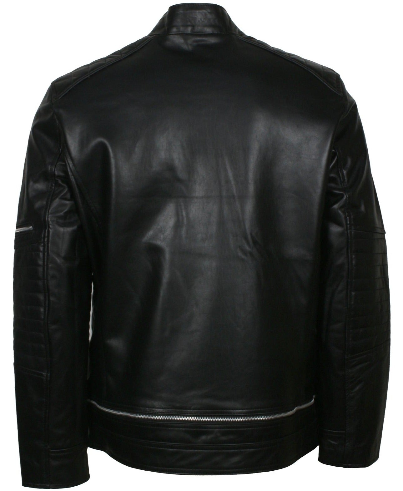 Men's Biker Black Real Leather Quilted Moto Jacket