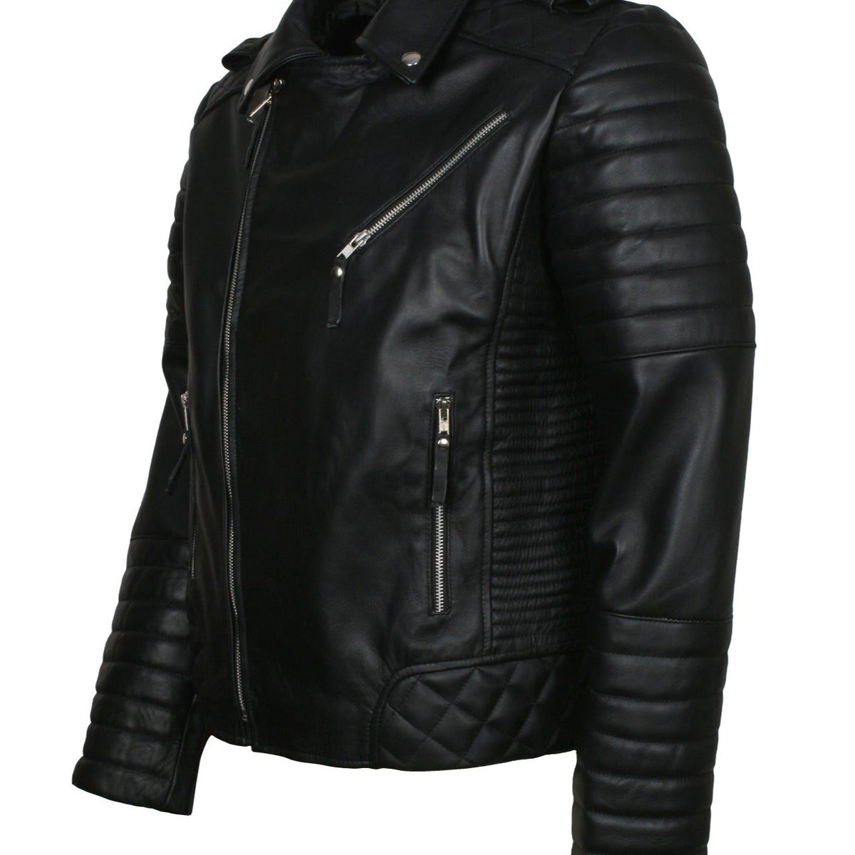 Men's Biker Black Padded Leather Jacket