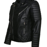 Men's Biker Black Padded Leather Jacket