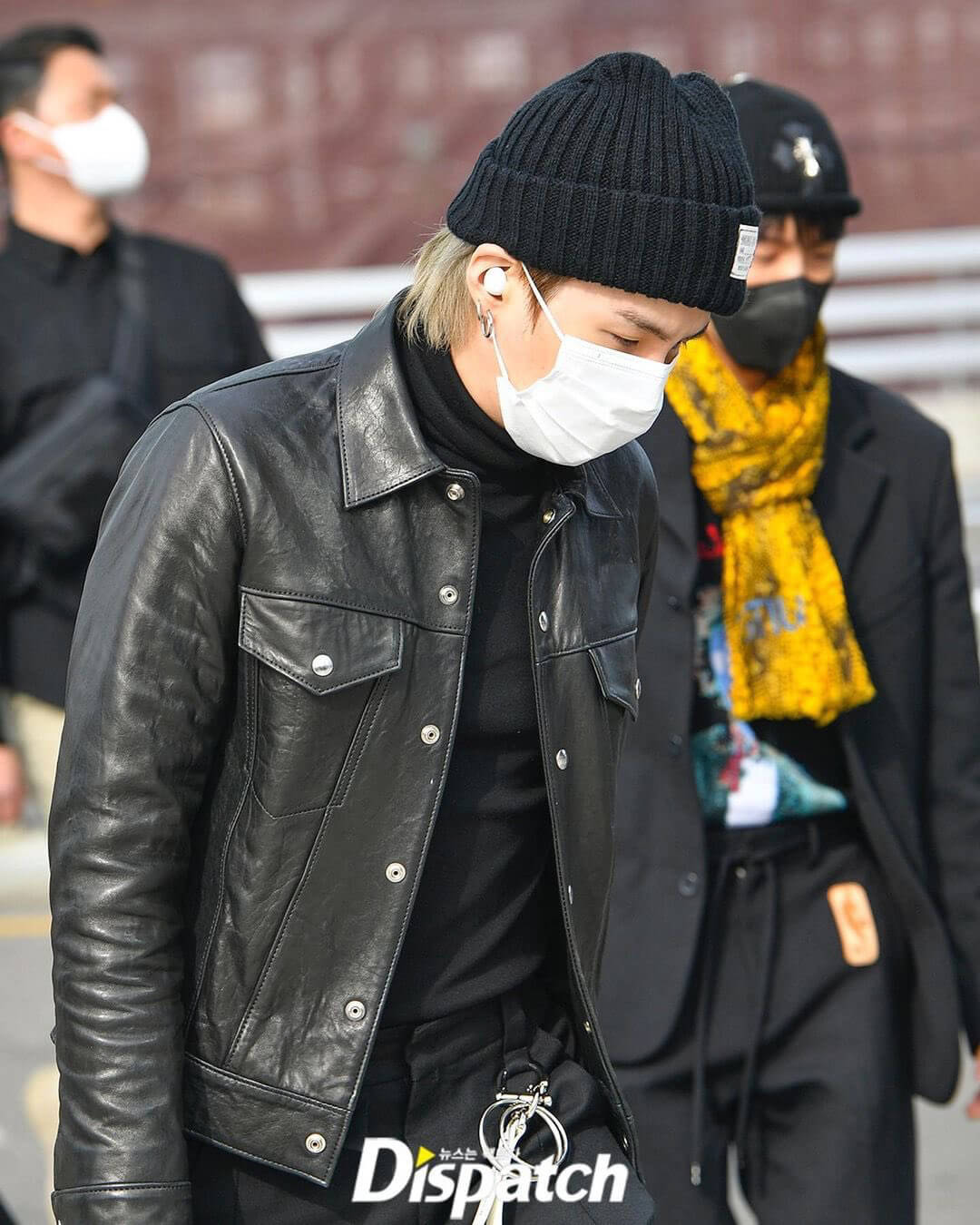 BTS Airport Fashion Suga Black Trucker Leather Jacket