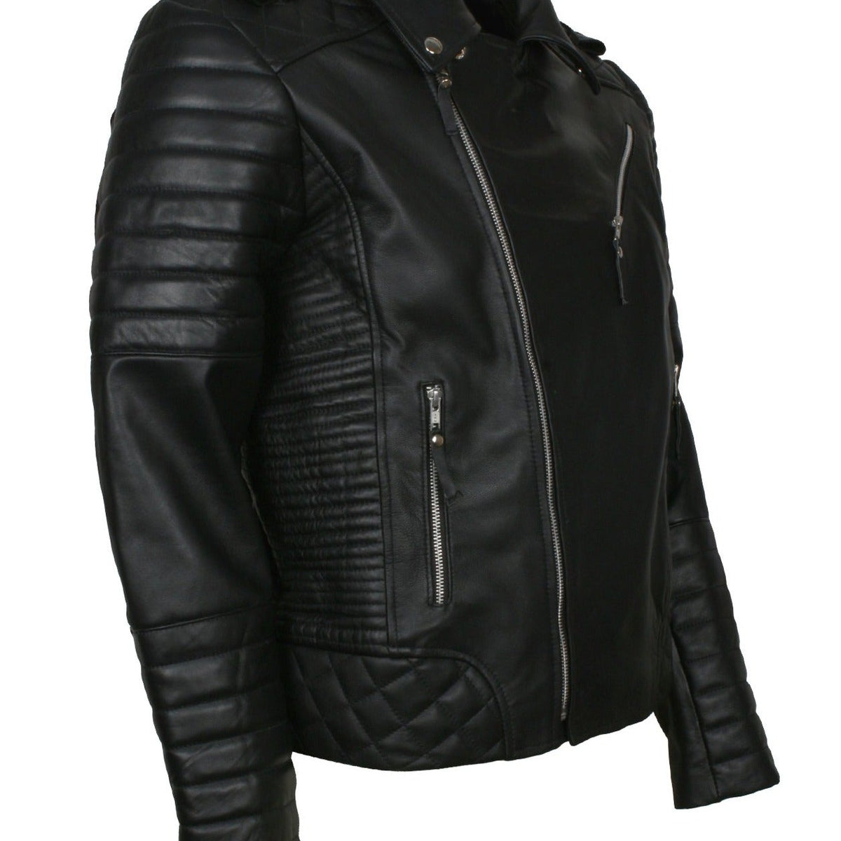 Men's Biker Black Padded Leather Jacket