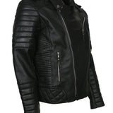 Men's Biker Black Padded Leather Jacket