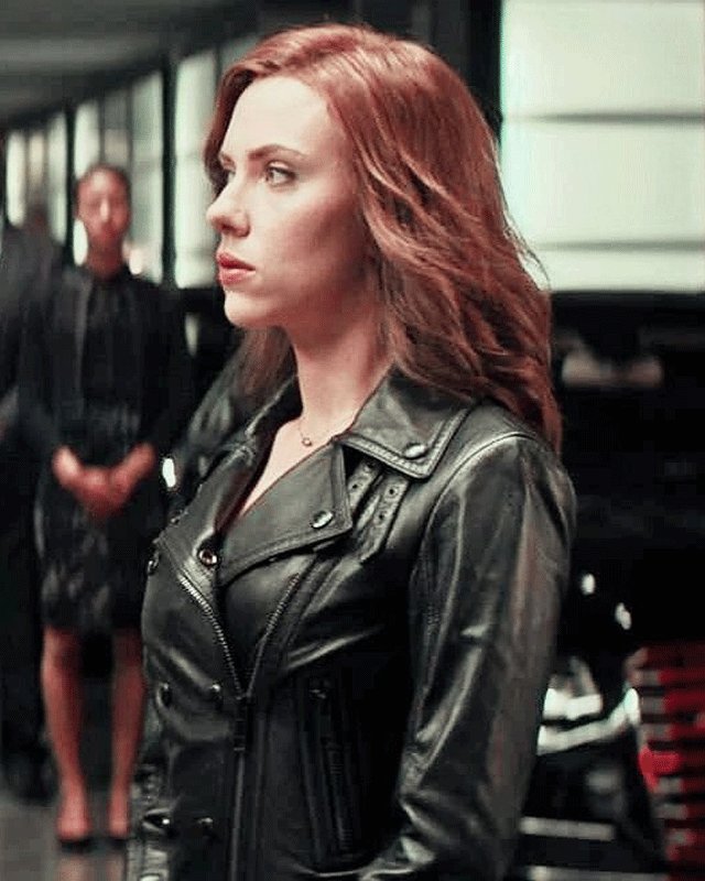 Captain America: Civil War Black Widow Biker Leather Jacket