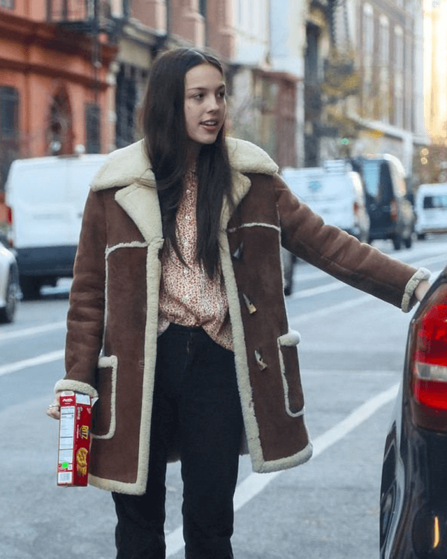 Olivia Rodrigo Brown Shearling Coat