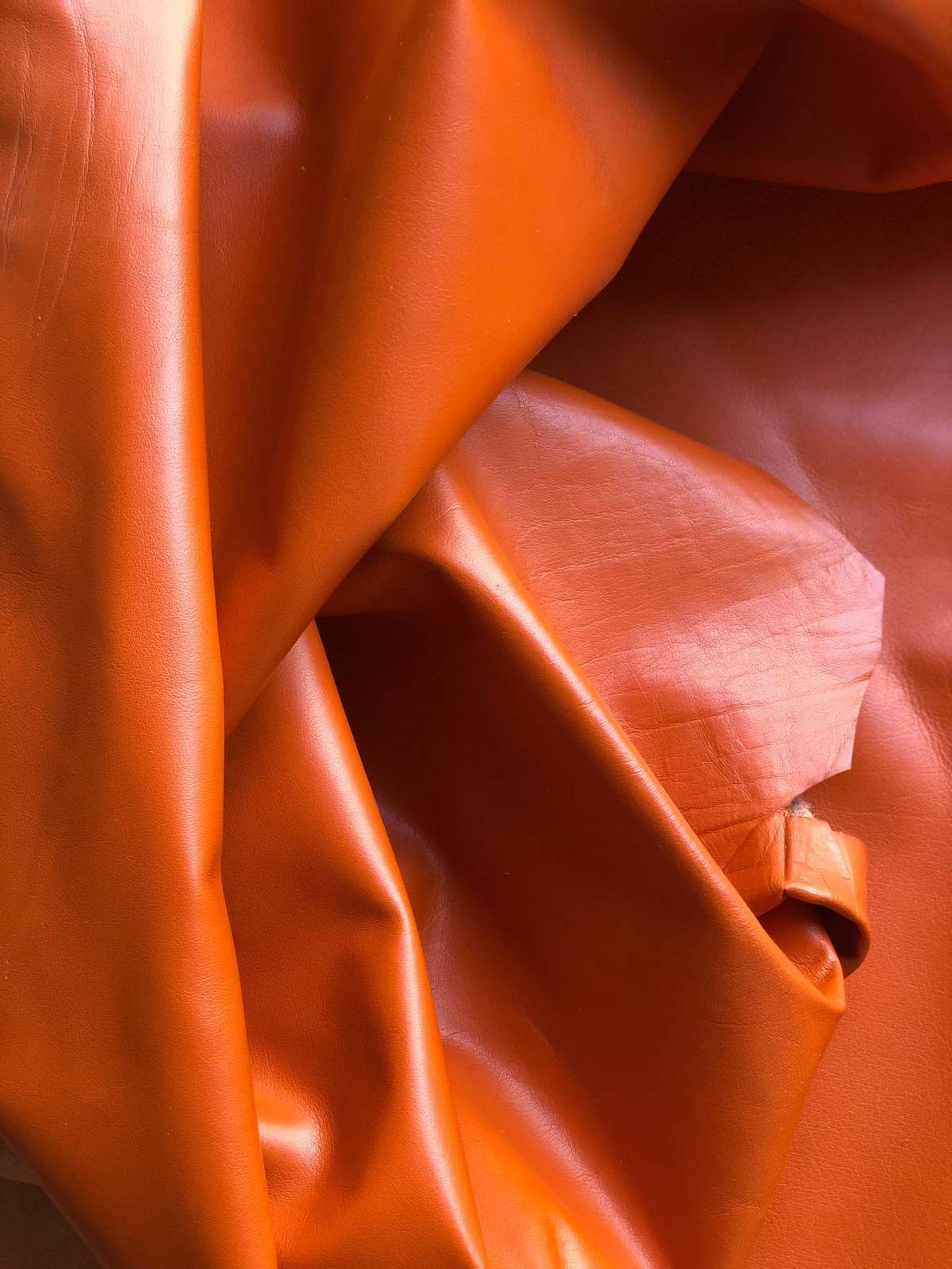 Orange Nappa Sheepskin Leather Hide AA Grade, showing natural surface grain texture