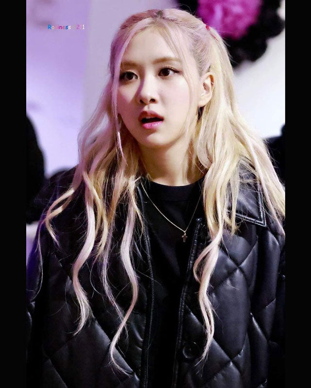 Blackpink Rose Oversized Puffer Leather Jacket